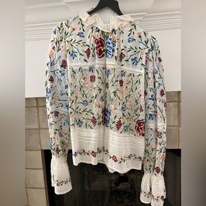 EUC and freshly dry-cleaned Antik Batik Cotton ruffled blouse